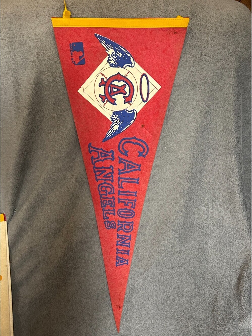 Vintage 1970s California Angels MLB Baseball Felt Pennant Winged Halo Logo 30 In